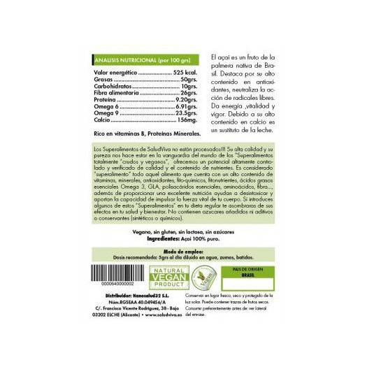 Acai en Polvo Salud Viva Bio 50g