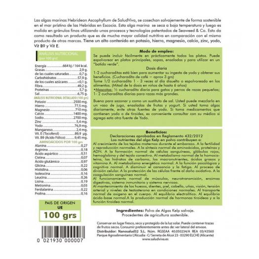Alga Kelp Salvaje en Polvo 100g