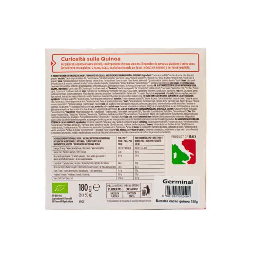 Barritas de Quinoa Rellenas de Crema de Cacao Sin Gluten Germinal Bio 180g