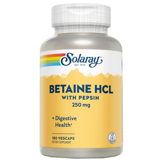 Betain HCI Betaina con Pepsina 250mg Solaray 180 Vegcaps