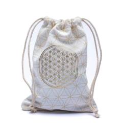 Bolsa de Algodón con Flor de la Vida Blanca 19x13cm
