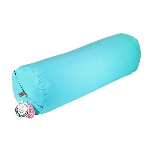 Bolster Yoga Cilíndrico Turquesa Algodón Orgánico 60x20cm