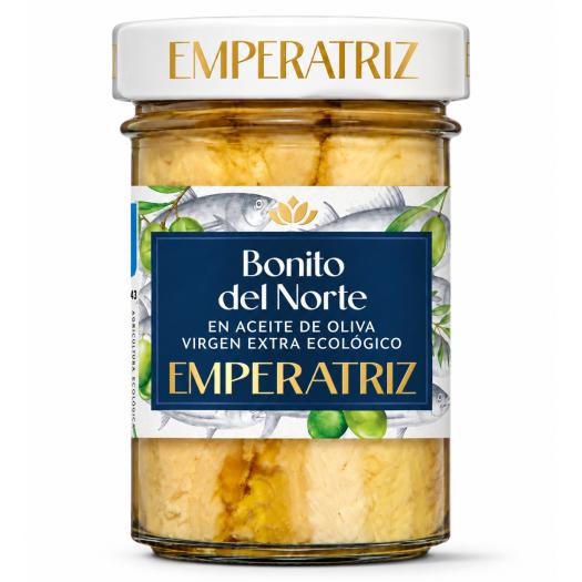 Bonito Bote de Cristal en Aceite de Oliva Emperatriz Bio 180g