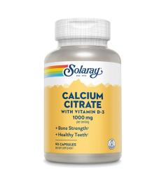 Calcium Citrate con Vitamina D3 1000mg Solaray 90 Cápsulas