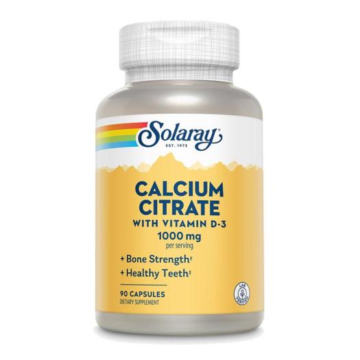 Calcium Citrate con Vitamina D3 1000mg Solaray 90 Cápsulas
