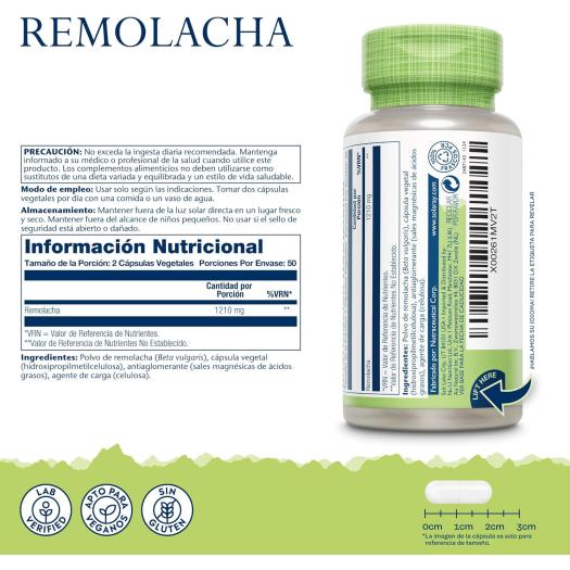 Beet Root Remolacha Solaray 100 Vegcaps