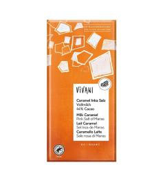 Chocolate con Leche 44% con Caramelo y Sal Rosa de Maras Bio Vivani 80g