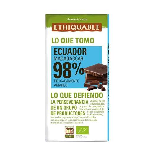 Chocolate Negro 98% Ecuador Ethiquable Bio 100g