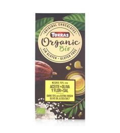 Chocolate Orgánico Negro 70 % Cacao Aceite de Oliva y Sal Bio 100g