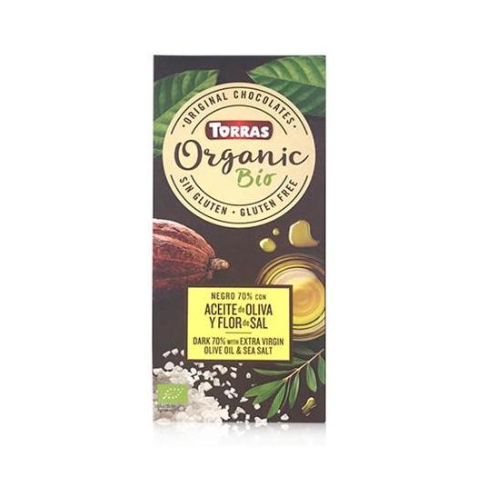 Chocolate Orgánico Negro 70 % Cacao Aceite de Oliva y Sal Bio 100g