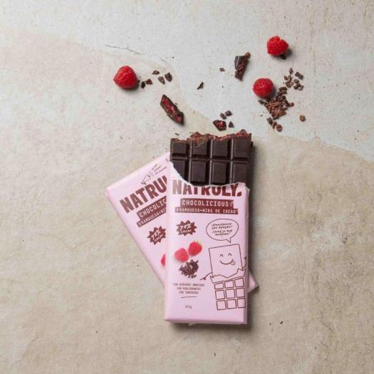Chocolicious con Frambuesa y Nibs de Cacao Natruly 85g