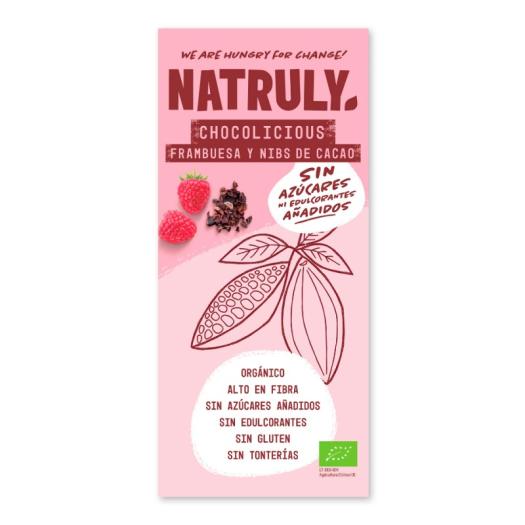 Chocolicious Frambuesa y Nibs de Cacao Bio Natruly 85g