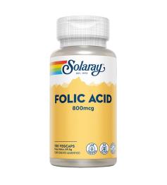 Ácido Fólico 800mcg Solaray 100 VegCaps