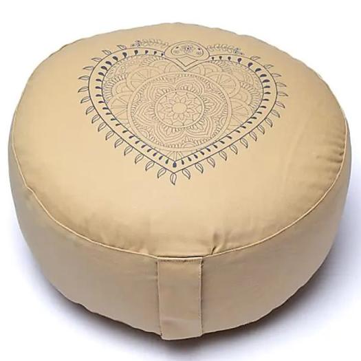 Cojín de Meditación Corazón Beige Algodón Orgánico 33x13cm