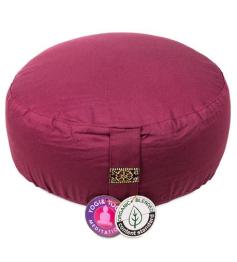 Cojín Zafu de Meditación Berenjena Claro de Algodon Orgánico 33x17cm