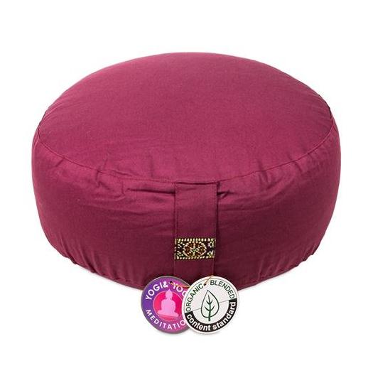 Cojín Zafu de Meditación Berenjena Claro de Algodon Orgánico 33x17cm
