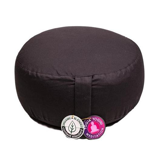 Cojín Zafu de Meditación Negro de Algodon Orgánico 33x17cm