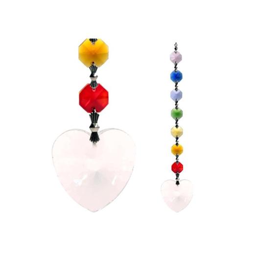 Colgante de Cristal Feng Shui 7 Chakras Corazón 20cm