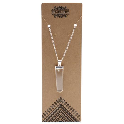Colgante de Cuarzo de Roca con Cadena Corte Lápiz Plano