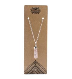 Colgante de Cuarzo Rosa con Cadena Corte Clásico