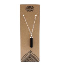 Colgante de Ágata Negra con Cadena Corte Clásico