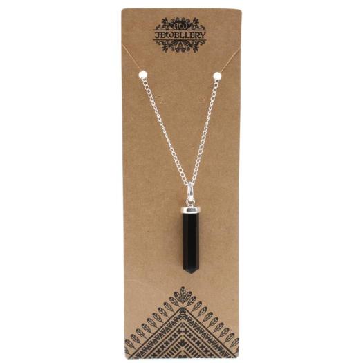 Colgante de Ágata Negra con Cadena Corte Clásico