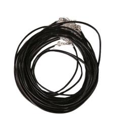 Collar de Cuero con Cierre de Mosquetón Negro 45cm