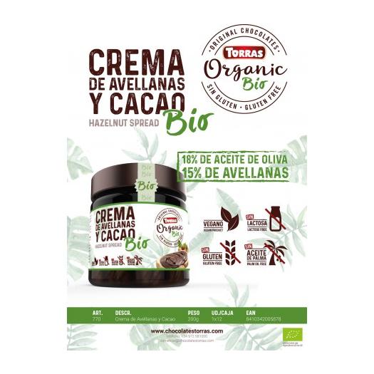 Crema de Cacao y Avellanas con Aceite de Oliva Bio 200g