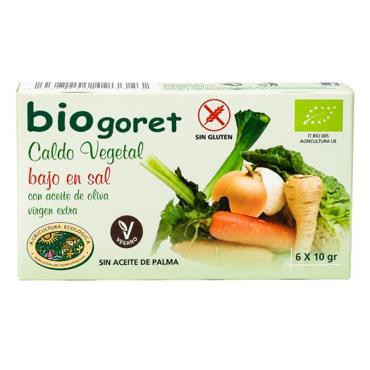 Cubitos de Caldo de Verduras Bajo en Sal Sin Gluten Biogoret Bio 66g