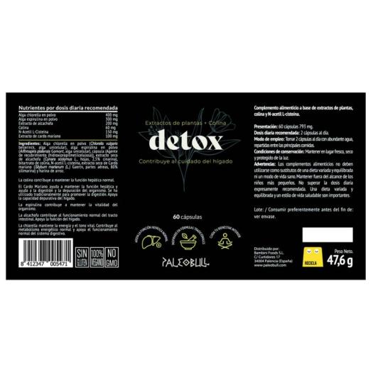 Detox com Cardo-mariano, Alcachofra e Chlorella Paleobull 60 cápsulas