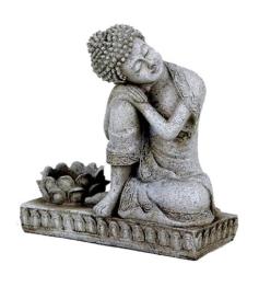 Estatua Buda con Portavela Gris 17cm