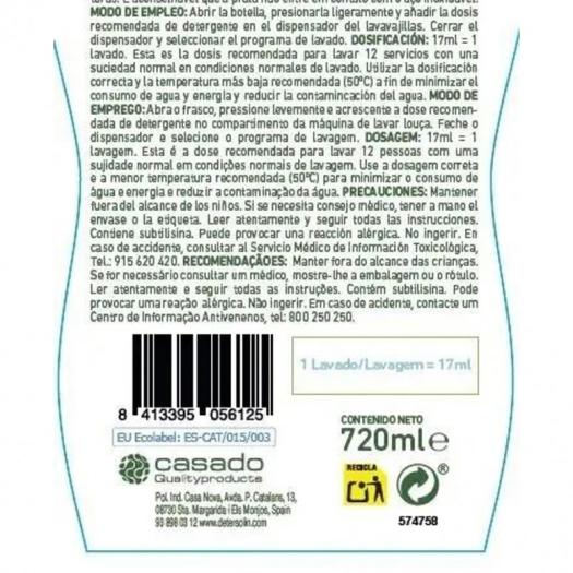 Gel Lavavajillas a Máquina Kidel Eco 720 ml