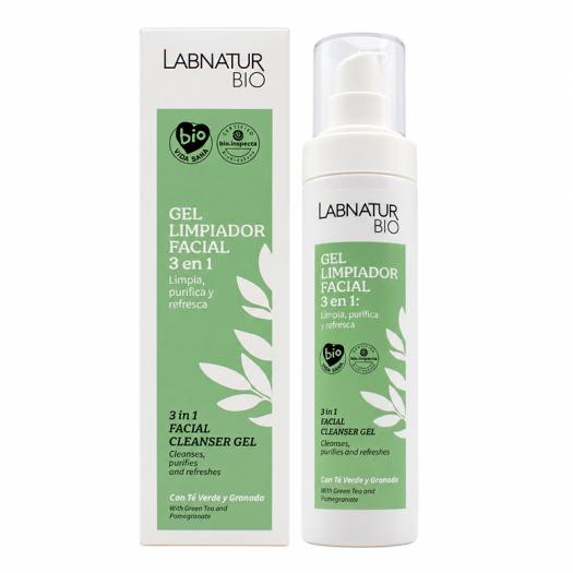 Gel Limpiador Facial 3 en 1 con Té Verde Granada y Aloe Vera Labnatur SYS Bio 150ml