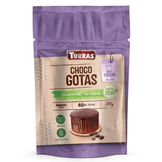 Gotas de Chocolate al 60% con Stevia Cobertura y Postres 200g