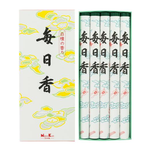 Incienso Japonés de Sándalo Largo 40 Barritas 35g Caja de 5 Rollos