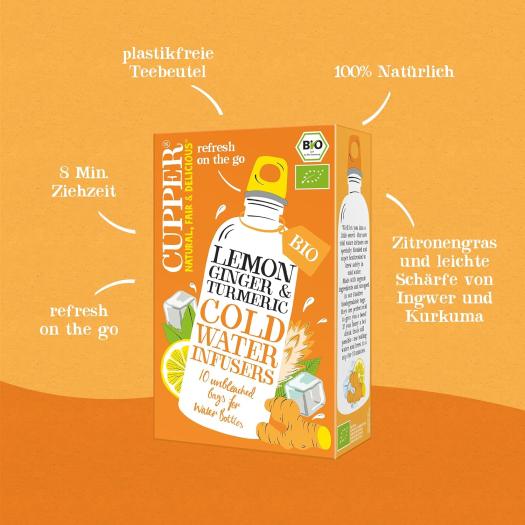 Infusión Fría con Limón Jengibre y Cúrcuma Cupper Bio 10 bolsitas