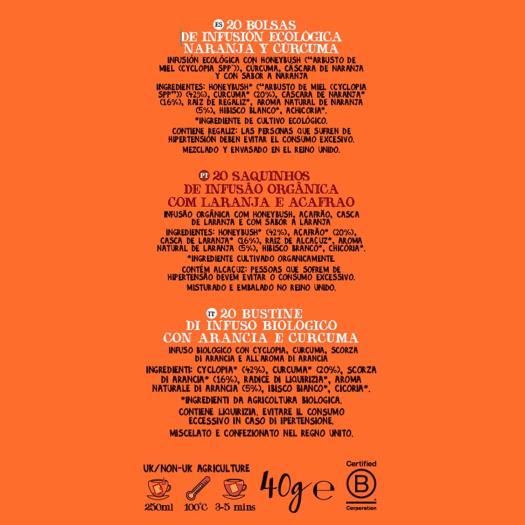 Infusión Golden con Naranja y Cúrcuma Cupper Bio 20 bolsitas