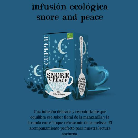 Infusión Snore & Peace con Manzanilla, Melisa y Lavanda Cupper Bio 20 bolsitas