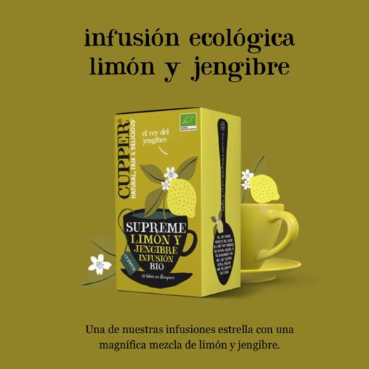 Infusión Supreme con Limón y Jengibre Cupper Bio 20 bolsitas