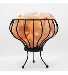 Lámpara de Sal del Himalaya en Canasta de Hierro Forjado