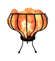 Lámpara de Sal del Himalaya en Canasta de Hierro Forjado