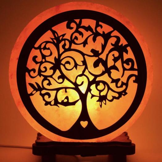 Lámpara de Sal del Himalaya Árbol de la Vida Corazón