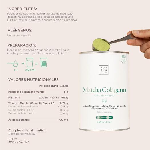 Matcha Collagen Colágeno Marino Matcha&Co 290g