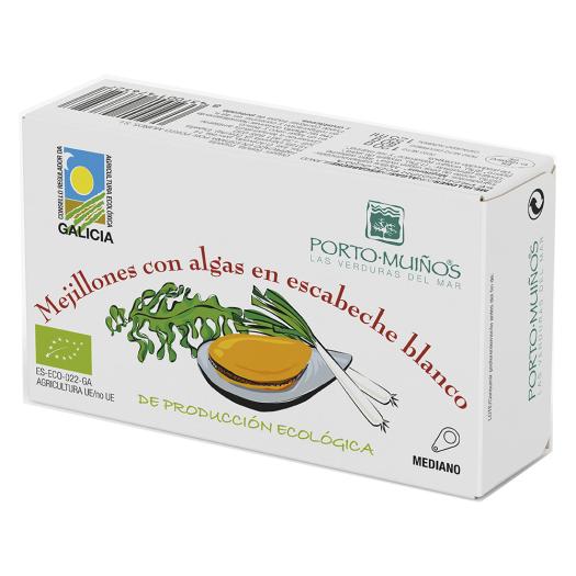 Mejillones con Algas en Escabeche Blanco Porto Muiños Bio 120g
