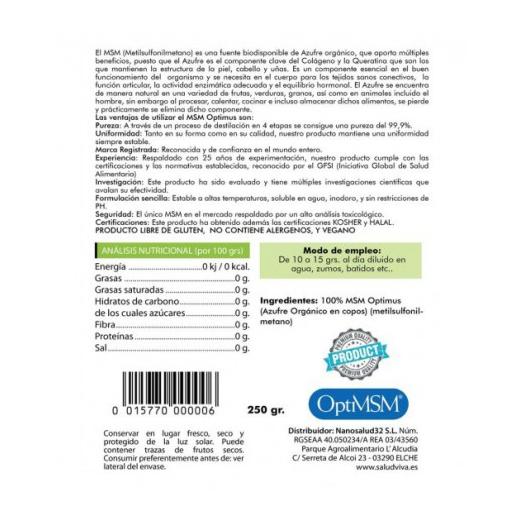 MSM Optimus Salud Viva 250g
