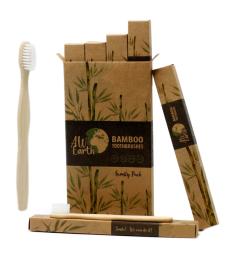 Pack Familiar 4 Cepillos de Dientes de Bambú 2 Adulto 2 Niños