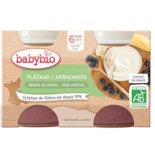 PACK Yogur de Avena, Plátano y Arándanos 100% Vegetal Babybio 2x130g
