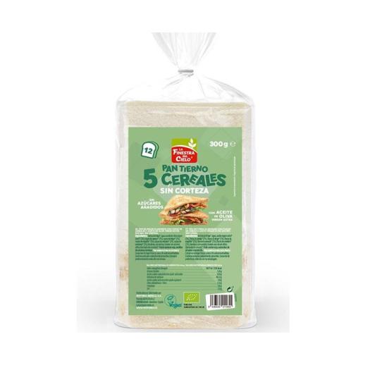 Pan de Molde Tierno 5 Cereales sin Corteza La Finestra Bio 300g