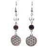 Pendientes de Cristal de Roca y Amatista con Flor de la Vida