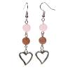 Pendientes de Cuarzo Rosa y Cuarzo Fresa con Corazón